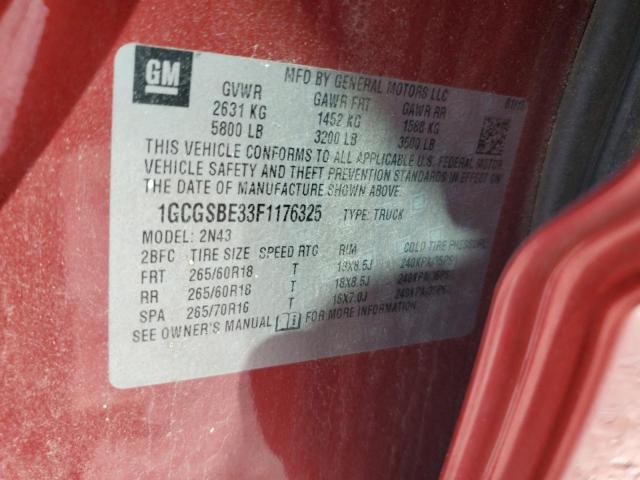 2015 CHEVROLET COLORADO L 1GCGSBE33F1176325