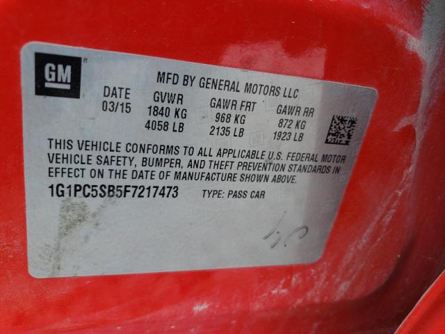 2015 CHEVROLET CRUZE LT #3255633014