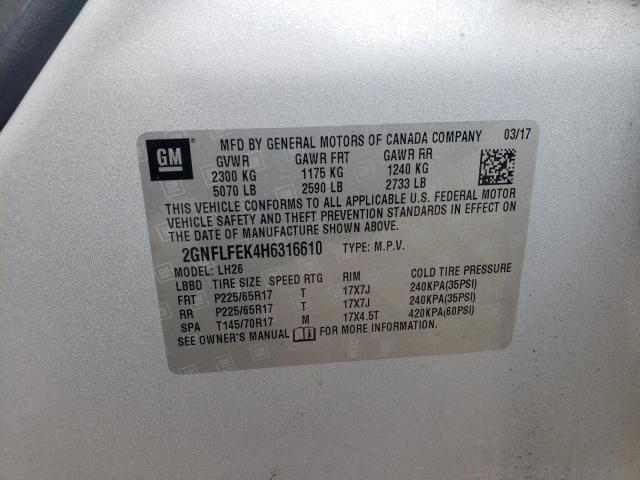 2017 CHEVROLET EQUINOX LT 2GNFLFEK4H6316610