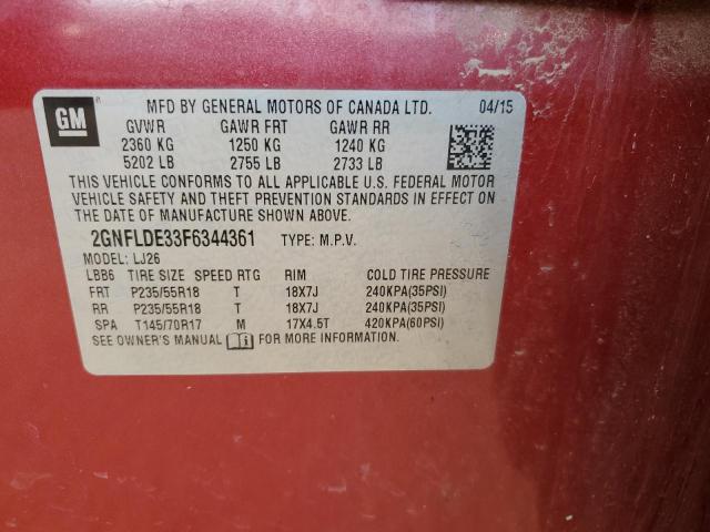 2015 CHEVROLET EQUINOX LTZ 2GNFLDE33F6344361