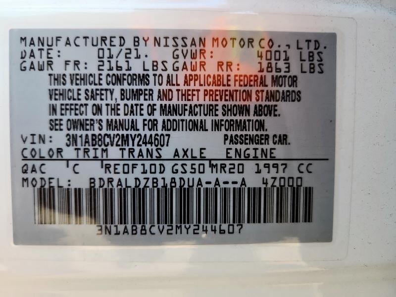 2021 NISSAN SENTRA SV - 3N1AB8CV2MY244607