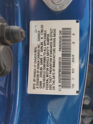 2012 HONDA CIVIC EX - 2HGFB2F8XCH500116