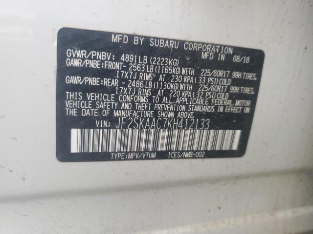 2019 SUBARU FORESTER JF2SKAAC7KH412133