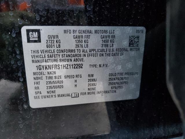 2017 CADILLAC XT5 PLATINUM 1GYKNFRS1HZ112292