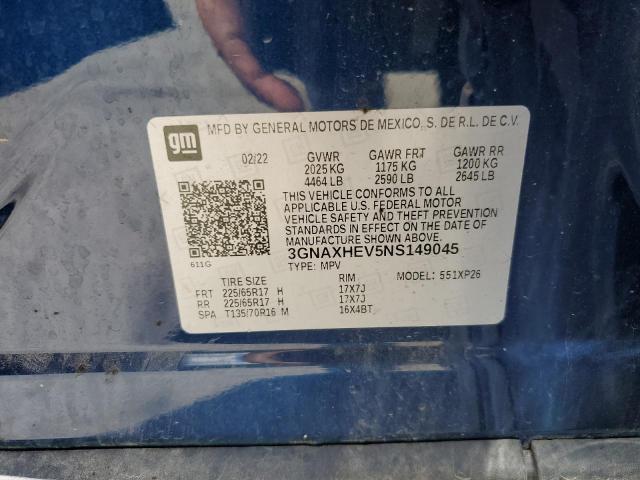 2022 CHEVROLET EQUINOX LS 3GNAXHEV5NS149045