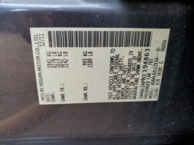 2012 NISSAN ALTIMA BAS - 1N4AL2AP9CC194863