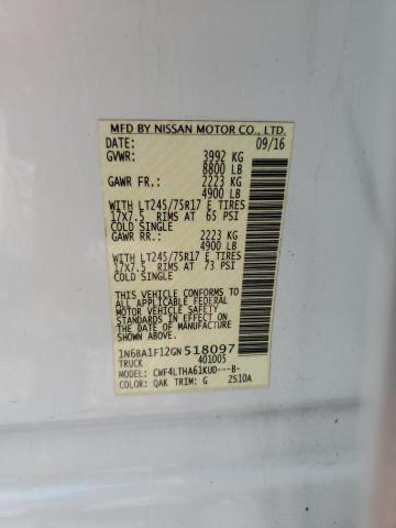 2016 NISSAN TITAN XD S 1N6BA1F12GN518097