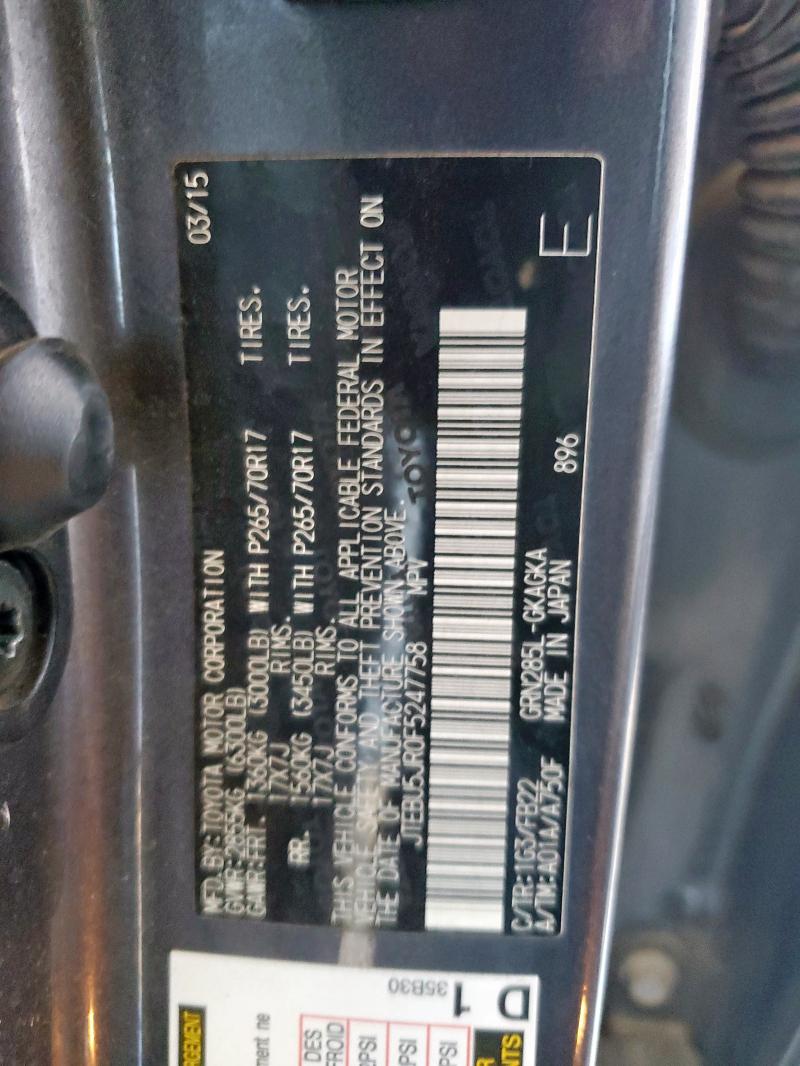 2015 TOYOTA 4RUNNER SR - JTEBU5JR0F5247758