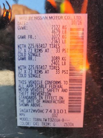 2017 NISSAN ROGUE SV - 5N1AT2MV0HC743101