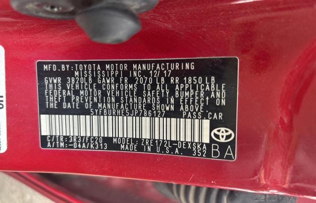 2018 TOYT COROLLA L - 5YFBURHE5JP786127