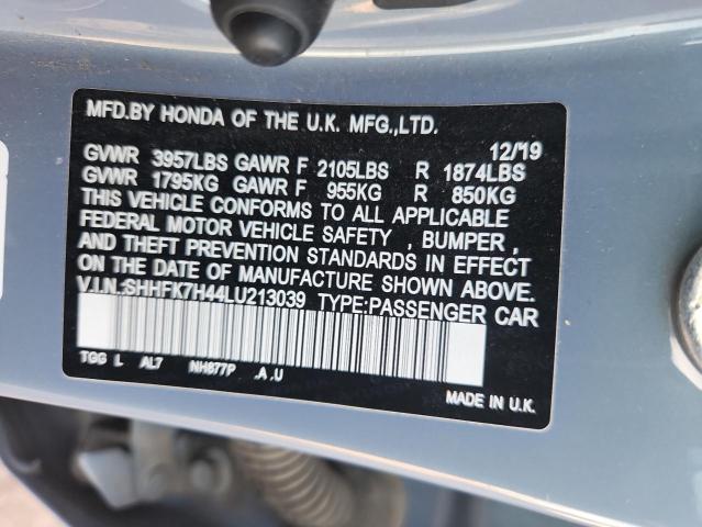 2020 HONDA CIVIC SPOR SHHFK7H44LU213039