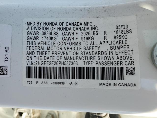 2023 HONDA CIVIC LX 2HGFE2F26PH537303