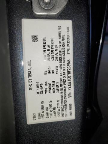 2022 TESLA MODEL 3 5YJ3E1EB7NF208948