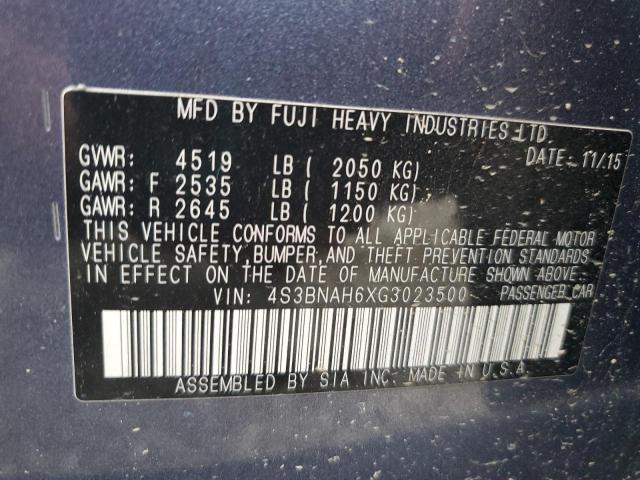 2016 SUBARU LEGACY 2.5 4S3BNAH6XG3023500