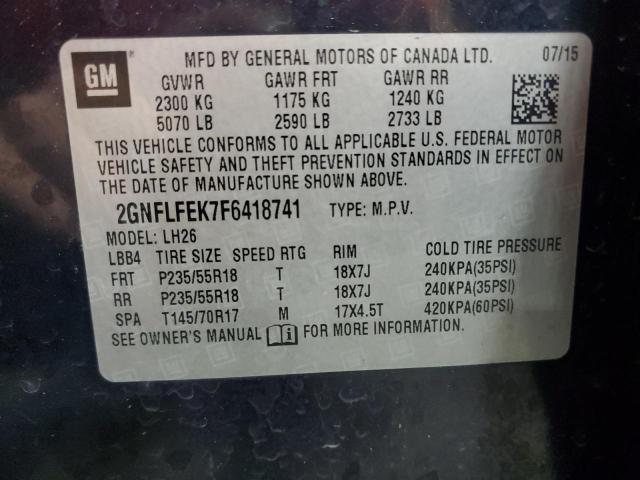 2015 CHEVROLET EQUINOX LT 2GNFLFEK7F6418741