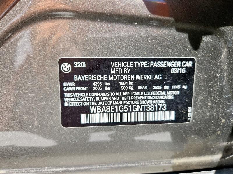 2016 BMW 320 I WBA8E1G51GNT38173