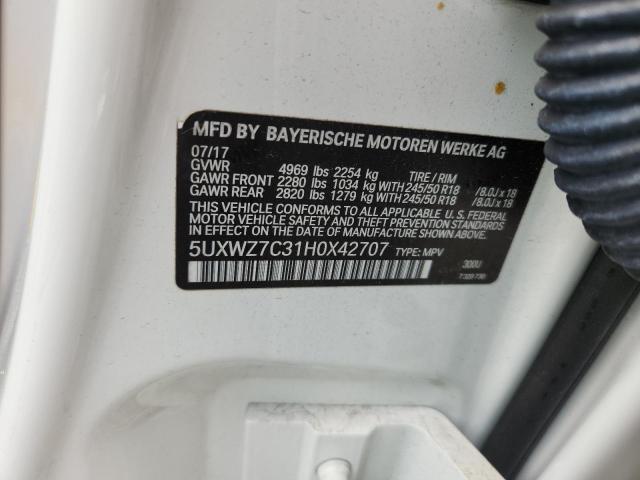 2017 BMW X3 SDRIVE2 5UXWZ7C31H0X42707