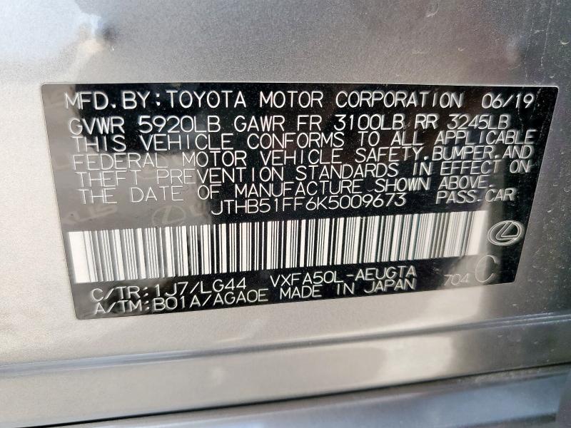 2019 LEXUS LS 500 BAS JTHB51FF6K5009673