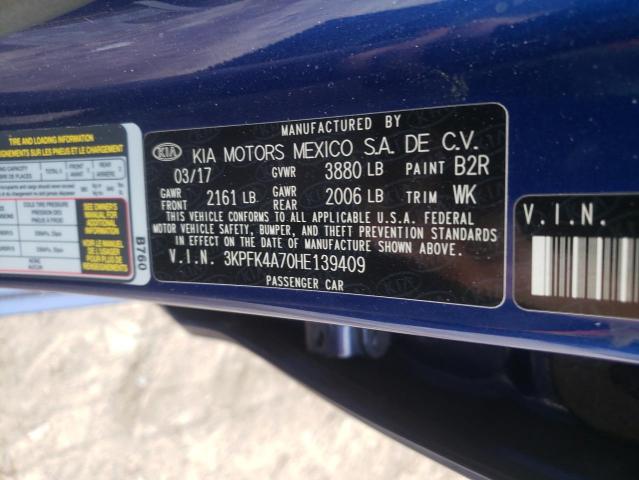 2017 KIA FORTE LX 3KPFK4A70HE139409