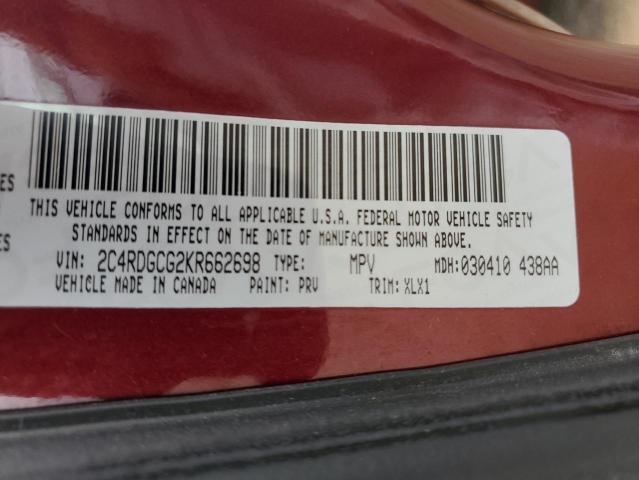 2019 DODGE GRAND CARA 2C4RDGCG2KR662698