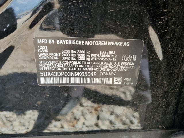 2022 BMW X3 SDRIVE3 5UX43DP03N9K65048