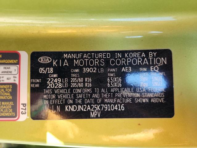 2019 KIA SOUL KNDJN2A25K7910416