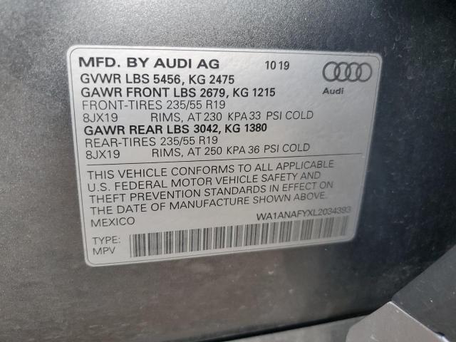 2020 AUDI Q5 PREMIUM WA1ANAFYXL2034393