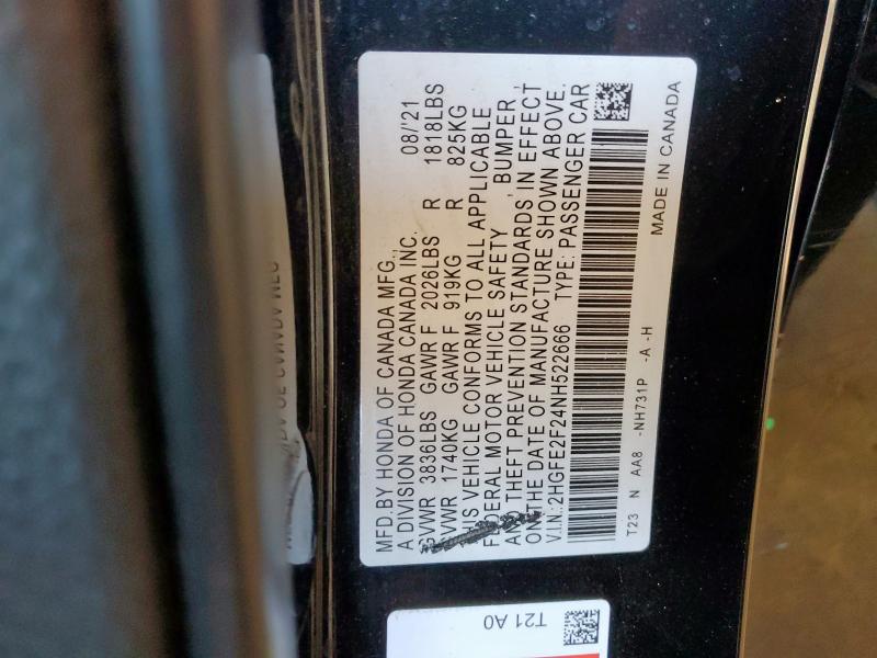 2022 HONDA CIVIC LX - 2HGFE2F24NH522666