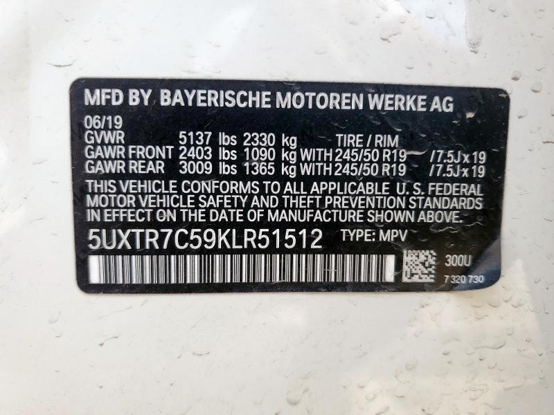 2019 BMW X3 SDRIVE3 5UXTR7C59KLR51512