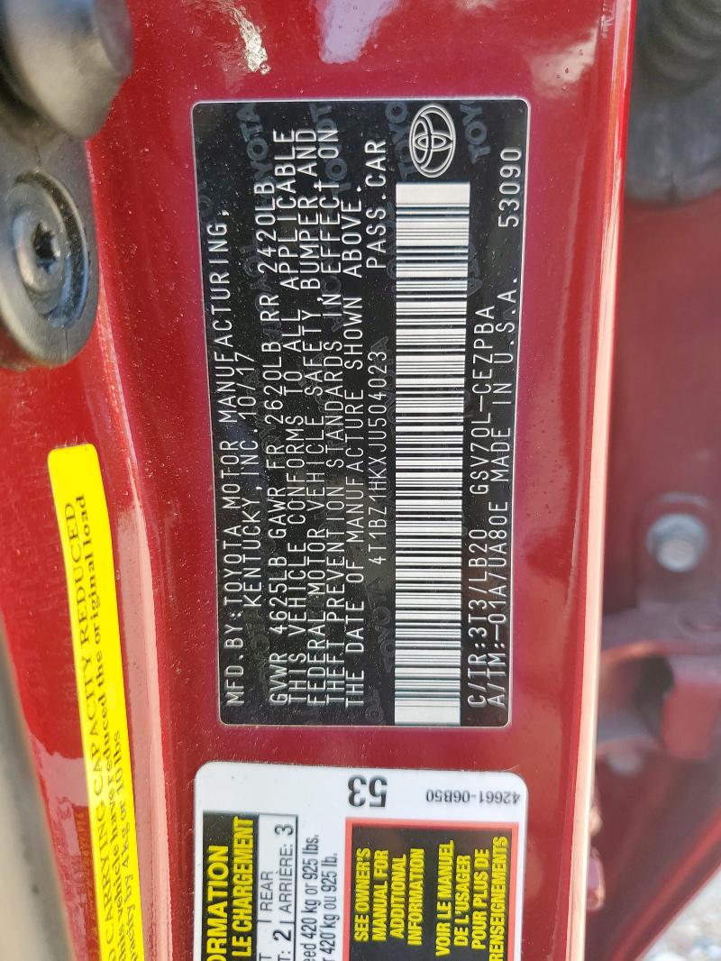 2018 TOYOTA CAMRY XSE 4T1BZ1HKXJU504023