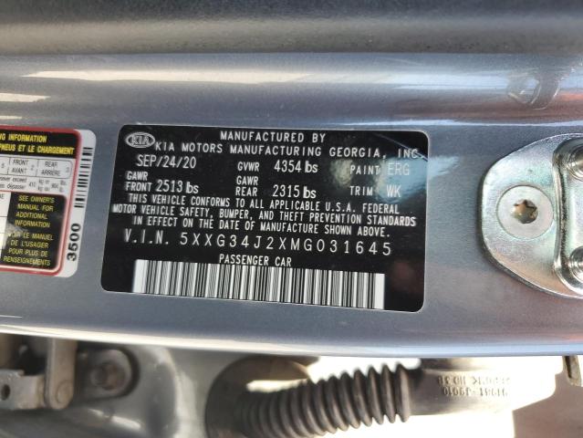 2021 KIA K5 EX 5XXG34J2XMG031645
