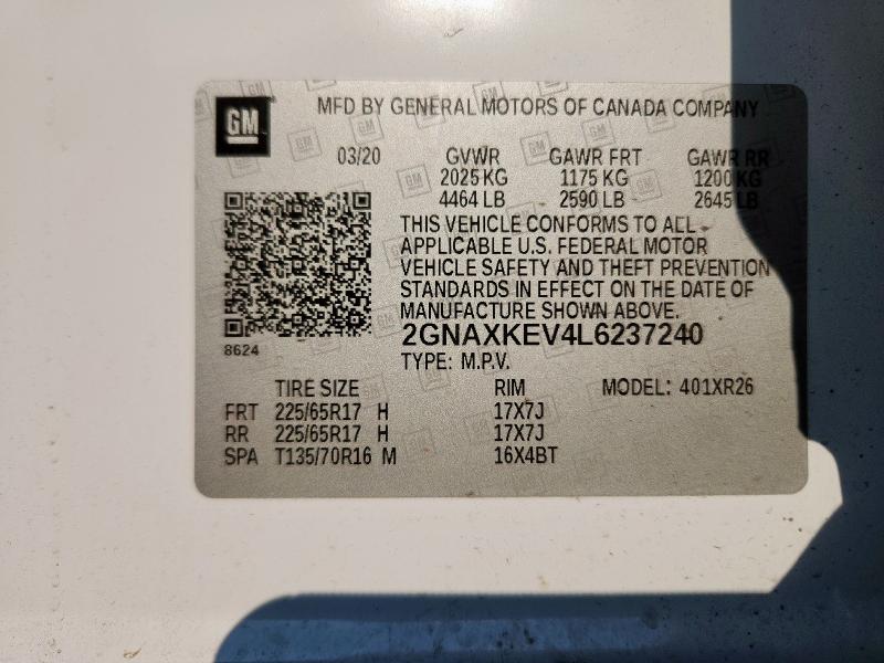 2020 CHEVROLET EQUINOX LT 2GNAXKEV4L6237240