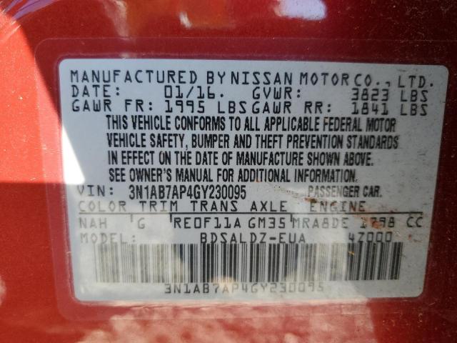 2016 NISSAN SENTRA S #3256421334