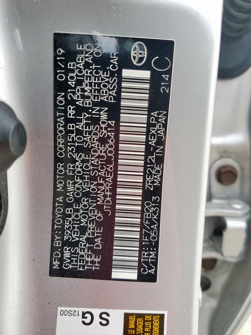 2020 TOYOTA COROLLA LE JTDHPRAE6LJ006414