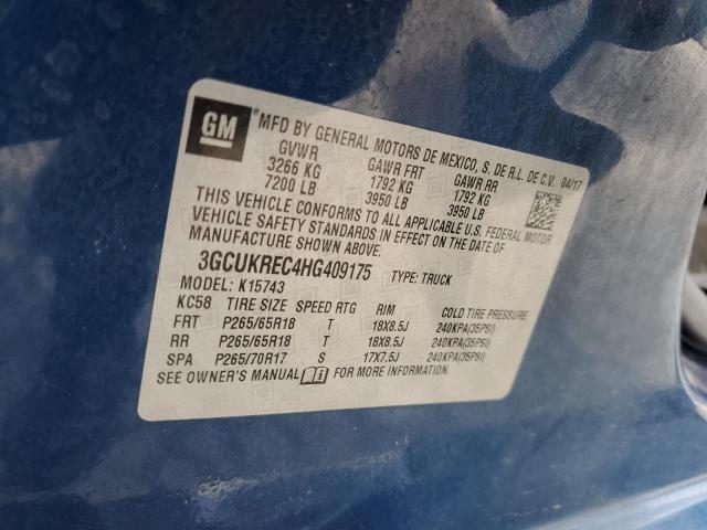 2017 CHEVROLET SILVERADO - 3GCUKREC4HG409175