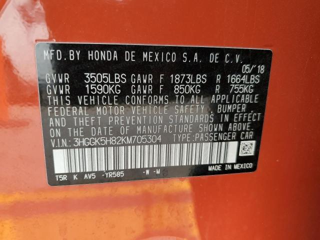 2019 HONDA FIT EX 3HGGK5H82KM705304