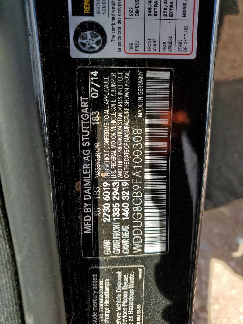 2015 MERCEDES-BENZ S 550 WDDUG8CB9FA100308