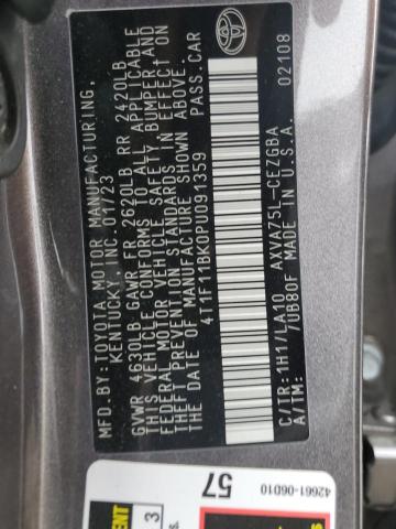 2023 TOYOTA CAMRY XLE 4T1F11BK0PU091359