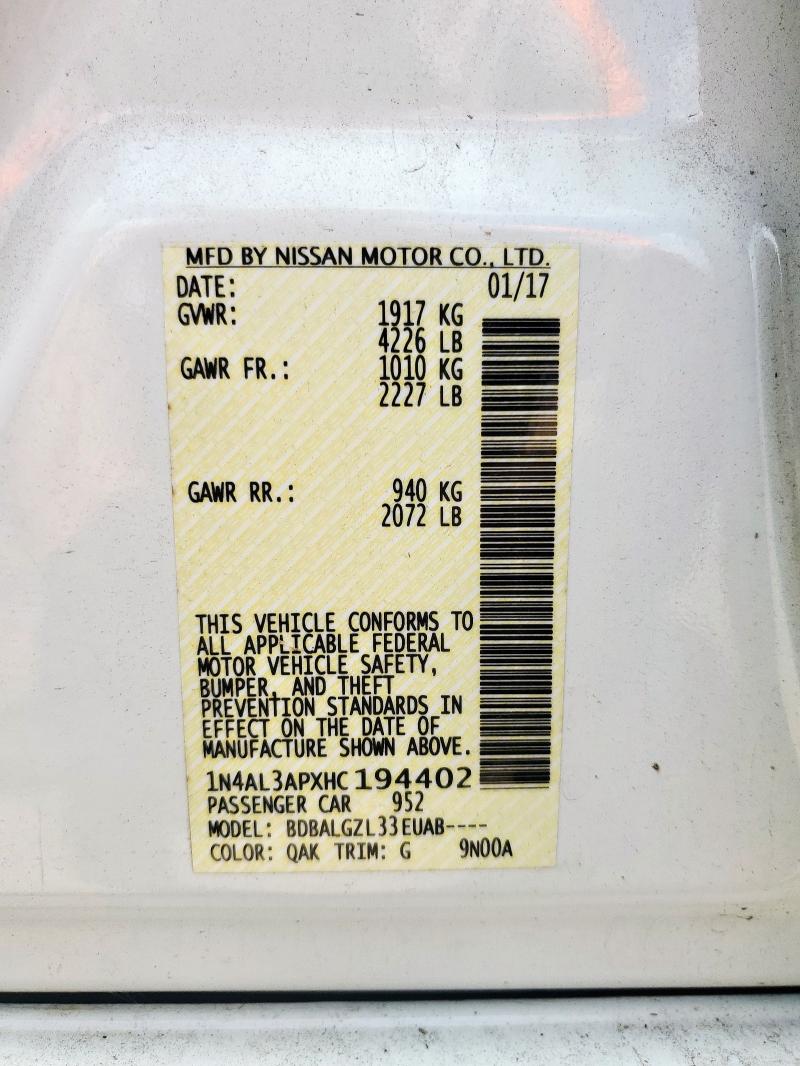 2017 NISSAN ALTIMA 2.5 - 1N4AL3APXHC194402