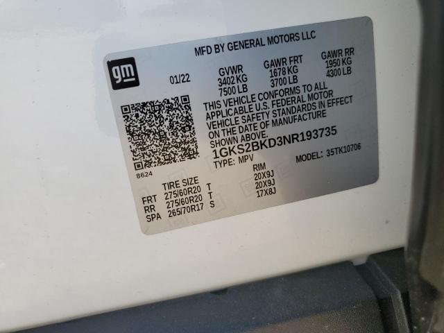 2022 GMC YUKON SLT 1GKS2BKD3NR193735
