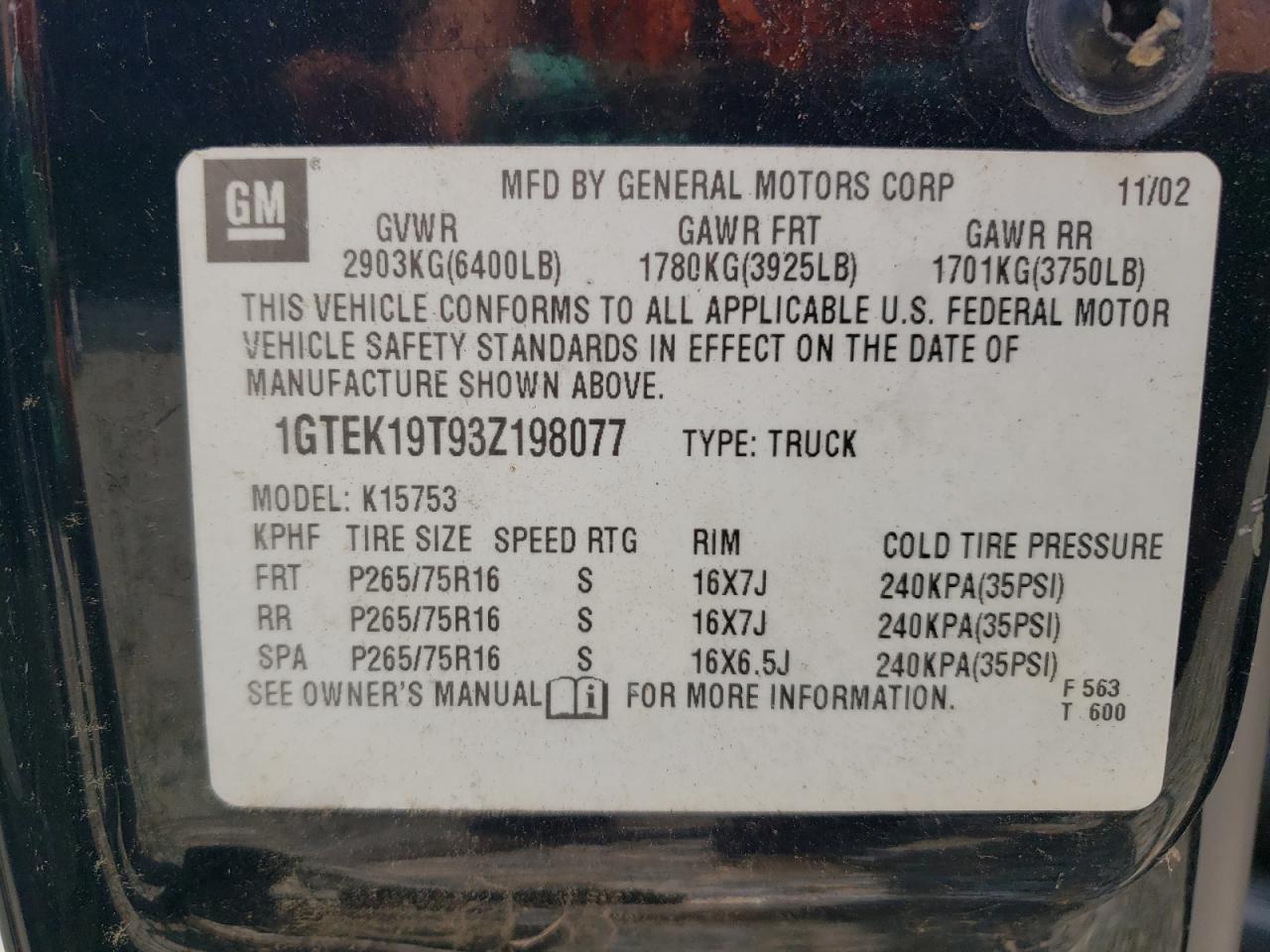 Lot #3286587190 2003 GMC NEW SIERRA