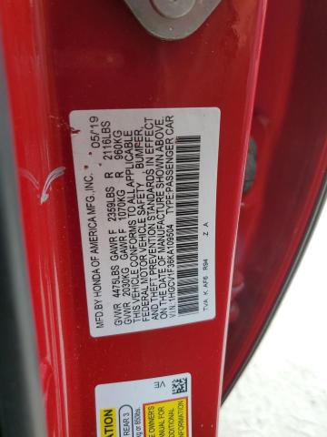 2019 HONDA ACCORD SPO 1HGCV1F36KA109504