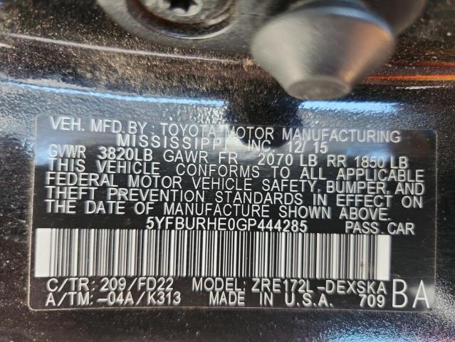 2016 TOYOTA COROLLA L 5YFBURHE0GP444285