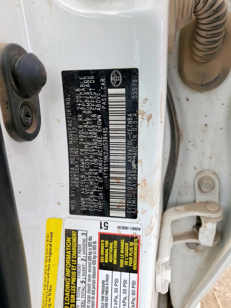 2018 TOYOTA CAMRY L 4T1B11HK2JU538495