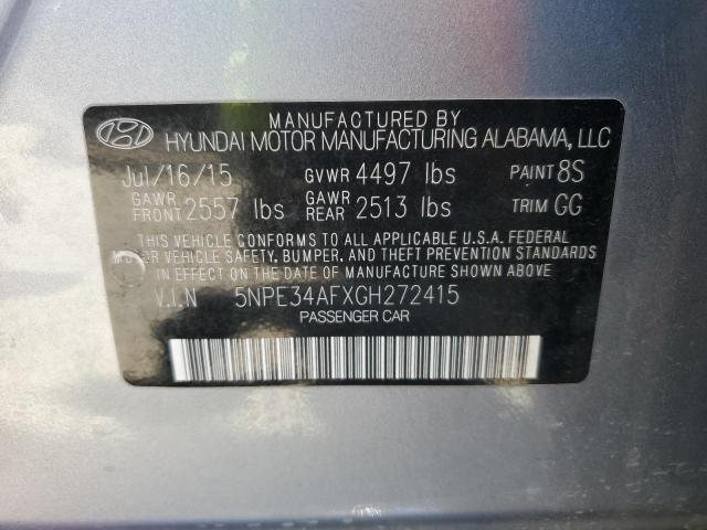 2016 HYUNDAI SONATA SPORT 5NPE34AFXGH272415