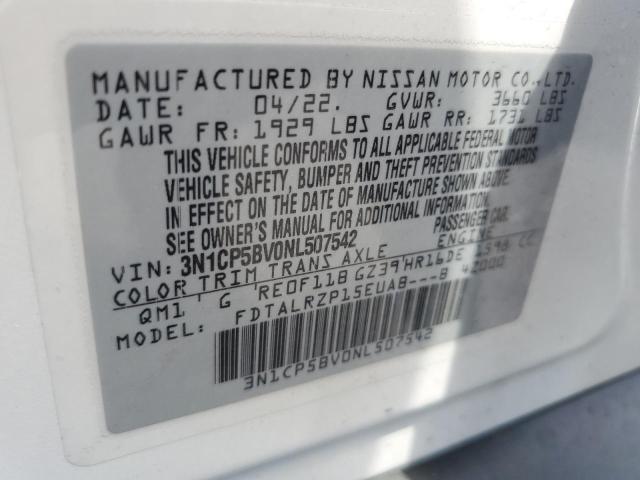 2022 NISSAN KICKS S 3N1CP5BV0NL507542