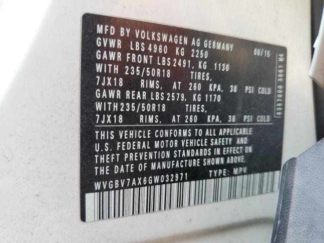 2016 VOLKSWAGEN TIGUAN S - WVGBV7AX6GW032971