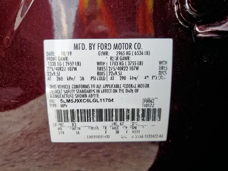 2020 LINCOLN AVIATOR BL 5LM5J9XC6LGL11704