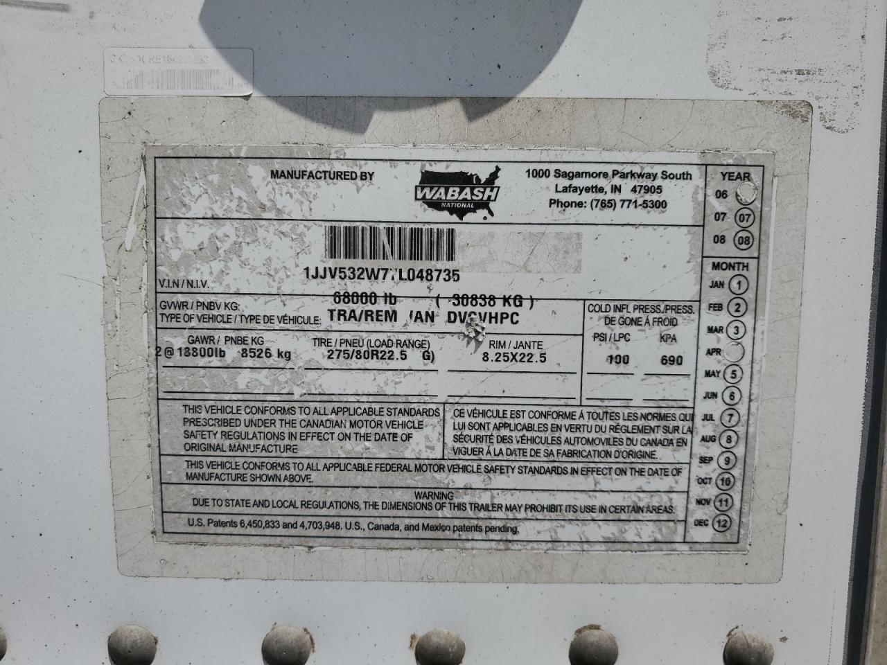 Lot #3227581614 2007 WABASH DRY VAN