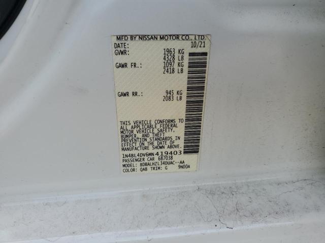 2021 NISSAN ALTIMA SV 1N4BL4DV6MN419403